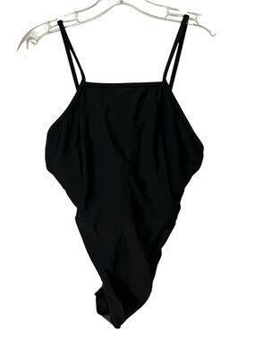 NWOT Summersalt Black One Piece Swimsuit Square Neck Shelf Bra Adjustable Strap